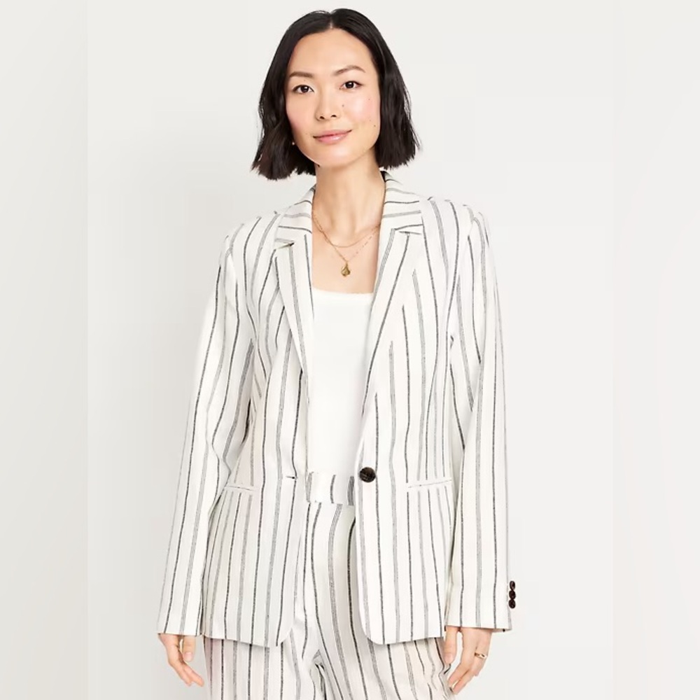 NEW! Old Navy Taylor Fitted Linen-Blend Suit Blazer - Size XL